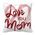 White Happy Mother's Day pillowcase featuring red Love YOU Mom text and pink hearts - 18x18 Inch / White Background Red Hand-Drawn Love You Mom Style (25)