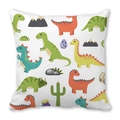 Detail shot of soft peach skin fabric featuring a colorful cartoon dinosaur pattern print - Fresh Cartoon Park (19)