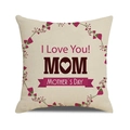 Detailed close-up of Mother's Day linen pillowcase with purple floral wreath and Mom text - Purple Wreath I Love You MOM (Style 15)