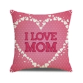 Close-up of pink linen pillowcase with white dots and I LOVE MOM heart design - Pink Polka Dot Heart Border Style (4602431833146)