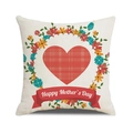 Detail of linen pillowcase with floral heart and Happy Mother's Day print - Red Plaid Heart and Flowers Style (4602431833148)