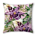Aquarel kussensloop met tropische bloemen, paarse orchideeën en groene bladeren print - 45x45 cm / Tropische Bloemen Orchidee Stijl (6)
