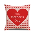 Close-up of Happy Mother's Day linen pillowcase with red heart and pink stripe pattern - Pink White Stripe Red Large Heart Style (4602431833149)