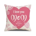 Detailed macro view of the linen fabric texture and floral print on Mother's Day pillow cover - Pink Rose Heart Greetings Style (4602431833150)