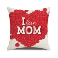 Detail showing high-quality linen texture and vibrant red rose heart print on pillowcase - Red Rose Petal Clustered Heart Style (4602431833152)