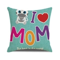 Detailed texture of linen pillowcase with cute zebra and I Love Mom print design - Teal Zebra with Red Heart Pattern (2)