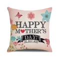 Detail showing high-quality linen texture of the Happy Mother's Day floral cushion cover - Pale Pink Floral and Butterfly Pattern (5)