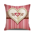 Close-up of linen pillowcase with pink stripes and Happy Mother's Day heart design - Vertical Stripe Pink Lace Heart Style (4602431833158)