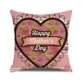 Close-up of linen pillow cover with floral heart design and Happy Mother's Day text - Rose Cluster Heart and Polka Dot Style (4602431833159)