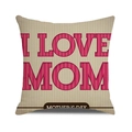 Linen Mother's Day throw pillow cover featuring I LOVE MOM stripes on white background - Linen Texture Red Stripe Letter Pattern (9)