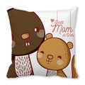 Quadratischer Kissenbezug mit niedlichen Bibern und Best Mom in the World Text - Cartoon Biber (23) / 45x45 cm