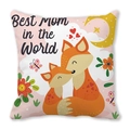 Kissenbezug aus Pfirsichhaut mit süßem Fuchs-Motiv und Best Mom in the World Aufdruck - Fuchs Mutter Und Kind (37) / 45x45 cm