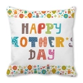 Square Mother's Day peach skin pillowcase with Happy Mother's Day festive colorful art print - 18x18 Inch / Colorful Gift Box Stars Style (25)