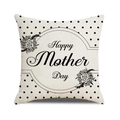 Linen Happy Mother's Day pillow cover with black polka dots and rose floral art design - Black Polka Dot Rose Happy Mother Day Style (35)