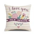 Detailed texture of linen Mother's Day pillow cover with floral I Love You Mom print - Pink Stripe Floral I love you MY MOM Style (34)