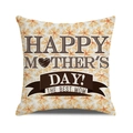 Detail showing high-quality linen texture and floral Happy Mother's Day print on square pillowcase - Orange Floral HAPPY MOTHER'S DAY! Best Mom Style (32)
