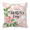 Square peach skin pillow cover with pink watercolor floral design for Happy Mother's Day - Pink Checkerboard Rose (25)