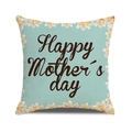 Detail of linen texture pillowcase with floral frame and Happy Mother's Day print - Light Blue Base Yellow Floral Happy Mother's day Style (31)