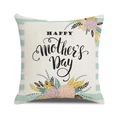 Detail of linen cushion cover with floral print and Happy Mother's Day text design - Mint Green Stripe Pink Yellow Floral HAPPY mother's Day Style (28)