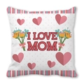 Fodera per cuscino quadrata in pelle di pesca con scritta I LOVE MOM e pois rosa per mamma - Strisce Tricolori con Pois Rosa (30)