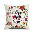 Linen Mother's Day throw pillow cover with floral wreath and 'I love you mom' print - Colorful Floral I Love You Mom (Style 24)