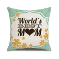 Detail showing high-quality linen texture of the World's BEST MOM mint floral pillowcase - Mint Green Dot Flower World's BEST MOM Style (26)