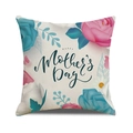 Linen Mother's Day throw pillow cover featuring vibrant floral patterns and elegant typography - Pink Blue Rose with Daisy (Style 26)
