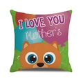 Detail der Leinentextur und Katzenaufdruck mit I LOVE YOU Mother's Schriftzug - Cartoon Katze Stil (1)