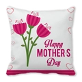 Housse de coussin Fête des Mères avec tulipes roses et texte Happy Mother's Day - 45x45 cm / Style Ombre Motif Cœur (24)