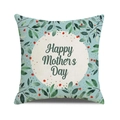 Linen Mother's Day pillow cover with floral wreath and Happy Mother's Day text - Light Blue Base Red Berries (Style 28)