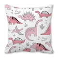 Süßer Kissenbezug mit rosa Dinosaurier-Motiv und handgezeichneten Mustern für Kinder - Rosa Handgemalter Dinosaurier Nordischer Stil (35)