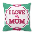 Mint green and pink peach skin pillowcase with I LOVE MY MOM print for Mother's Day - 18x18 Inch / Mint Green Stripe I Love Mom Style (8)