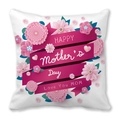 Housse de coussin Fête des Mères carrée avec motifs floraux et texte Love You MOM - 45x45 cm / Style Ruban Superposé (25)