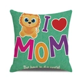 Detailansicht Leinen-Kissenbezug zum Muttertag mit Löwenbaby und I Love Mom - Löwenjunges Stil (3)
