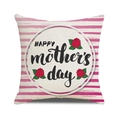 Housse de coussin en lin Fête des Mères avec rayures roses et motif roses rouges - Style Rose à Rayures Roses (3)