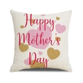 Gros plan du tissu en lin avec texte Happy Mother's Day et motifs cœurs roses - Style Cœur Texte Rouge Beige (4)