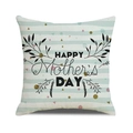 Macro detail of linen Mother's Day pillowcase with Happy Mother's Day print and foliage - Light Blue Stripe Colorful Dot Happy Mother's Day Style (21)