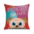 Linen Mother's Day pillowcase with colorful cartoon ram and I Love You text detail - Pink Ram Style (7)