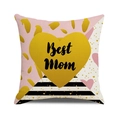 Macro detail of linen texture on Best Mom pillow cover with gold heart design - Black and Pink Spliced Gold Heart Style (6)