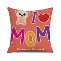 Detail of linen pillowcase with cute bear and I Love Mom print for Mother's Day - Cartoon Bear Style (9)