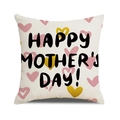 Detail showing high-quality linen texture and colorful heart print on Mother's Day pillow cover - Pink and Yellow Heart HAPPY Style (8)