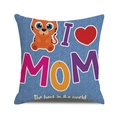 Detailed view of linen pillowcase with Happy Mother's Day cartoon tiger and MOM print - Cartoon Tiger Style (14)