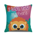 Detailed weave texture of linen cushion cover with lion and Mother's Day design - Orange Little Lion Style (18)