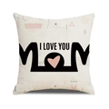 Close-up of linen pillowcase with black MOM text and pink heart for Mother's Day - Beige Black Large MOM Pink Heart Style (20)