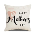 Detail of linen texture on Happy Mother's Day pillow cover with pink heart illustration - Beige Pink Silhouette HAPPY Style (21)