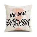 Detail of linen pillowcase featuring Best Mom trophy graphic and textured fabric - Beige Pink Trophy Best Mom Style (22)