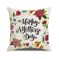 Dettaglio federa in lino con ghirlanda floreale colorata e testo Happy Mother's Day - Stile Floreale Dipinto A Mano (12)