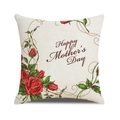 Dettaglio della federa in lino Happy Mother's Day con stampa floreale di rose rosse - Stile Floreale Rosa Rossa (17)