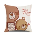 Linen cushion cover with Mother's Day bear design and 'Best Mom' text on white background - Bear Mom and Cub Style (22)