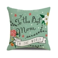 Green linen Mother's Day pillow cover with floral patterns and To the Best Mom text - Light Green Rose with Wishes Pattern (4)